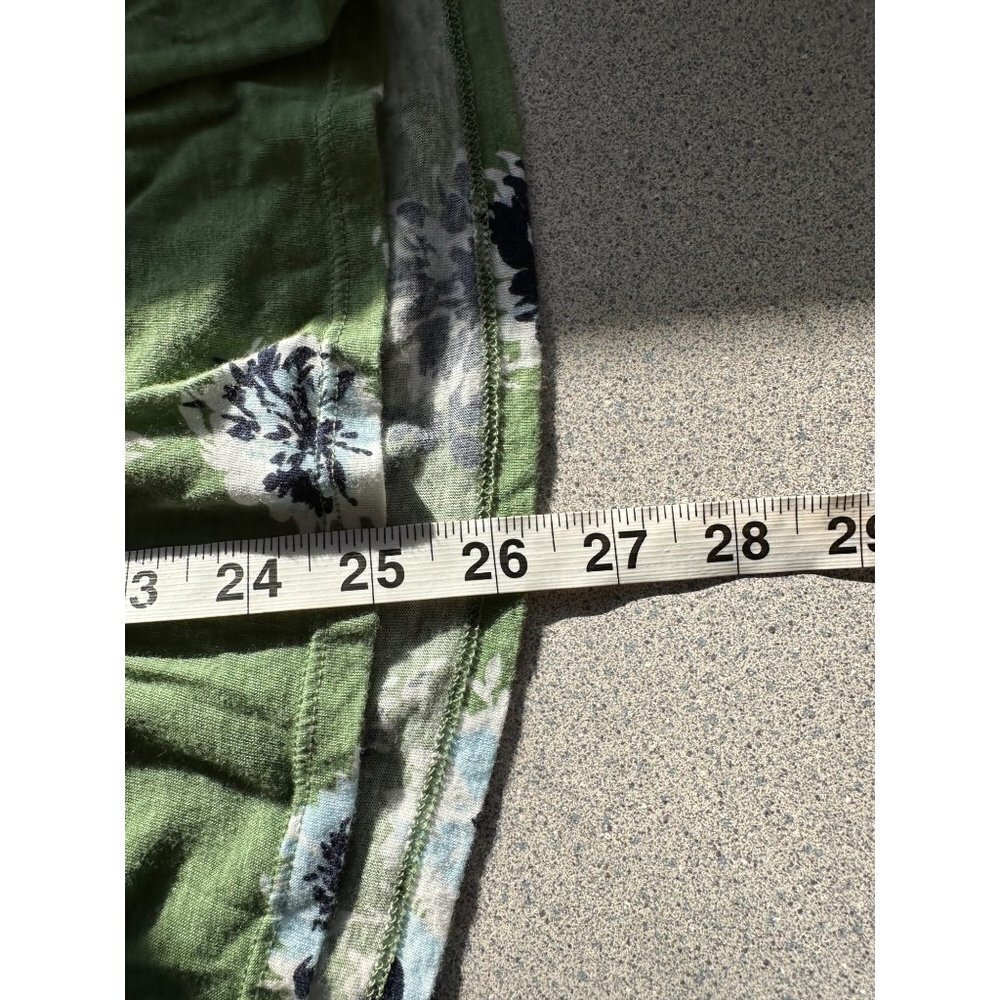 Lucky Brand Green Square Neck Floral Blouse Women Size Medium Cotton Stretch - Picture 9 of 9